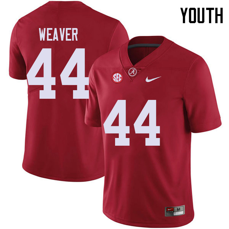 Alabama Crimson Tide Youth Cole Weaver #44 Red NCAA Nike Authentic Stitched 2018 College Football Jersey KX16I03RN